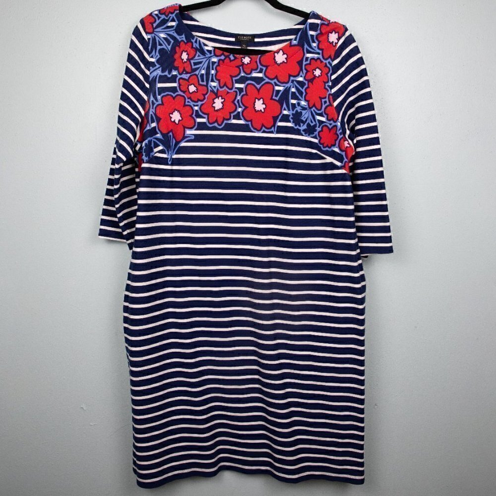 Talbots floral and stripe shift dress-1XP